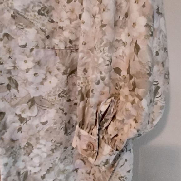 Howard Wolf Full Skirt Button Up Blouse 2 Piece Sz 8 12 Beige Floral Artsy Boho - Picture 5 of 13